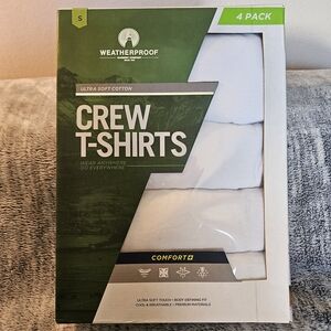 Weatherproof Ultra Soft Cotton White Crew T-Shirts - 4 Pack